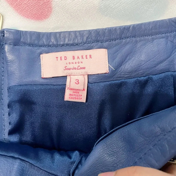 Ted Baker London blue leather skirt Size 3 - Picture 3 of 8